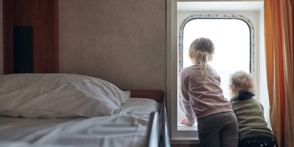 Children in a sea view cabin