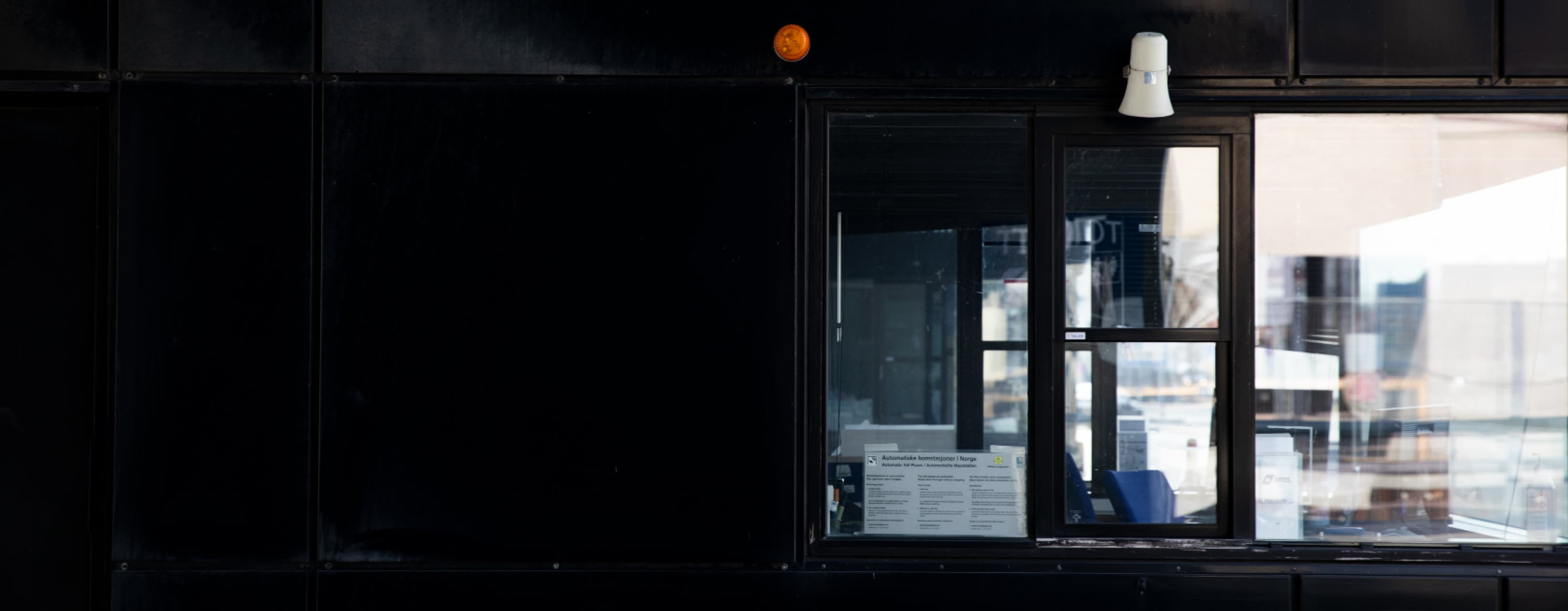 A customs shed in detail seen from the outside, at a border site somewhere in Europe