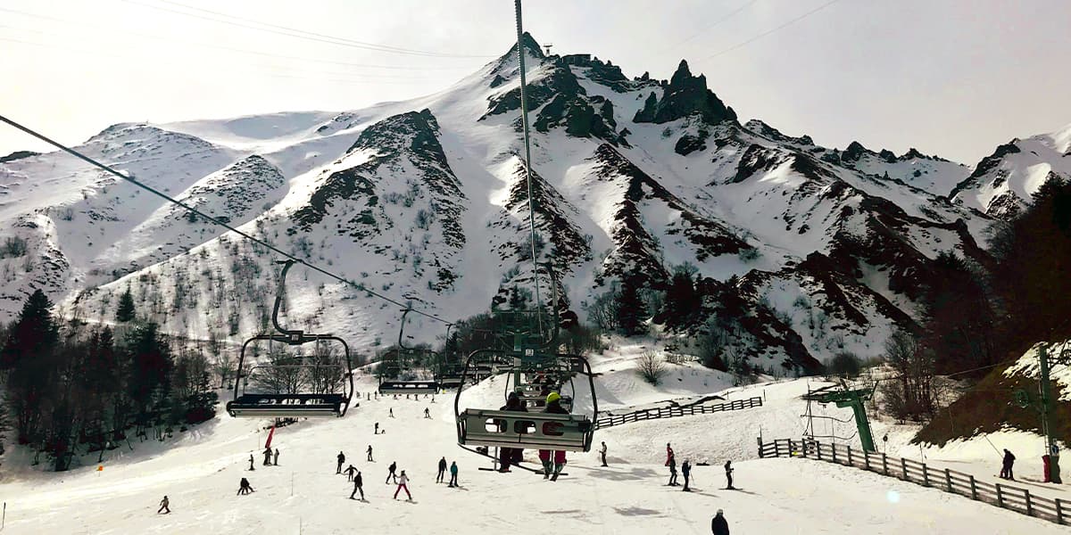 Ski resort with mountains in the background