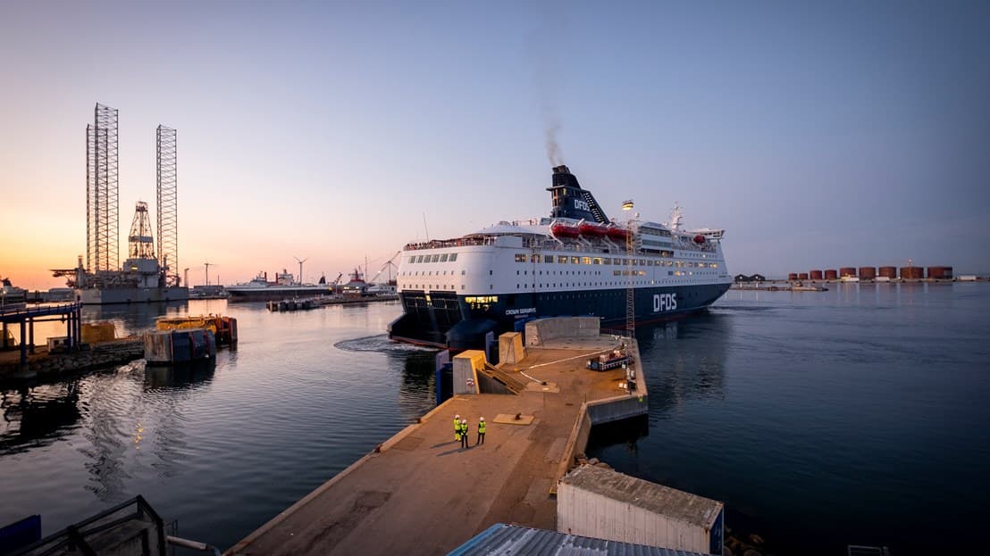 Copenhagen-Frederikshavn-Oslo. Crown Seaways' departure at Frederikshavn part in North Jutland, Denmark.