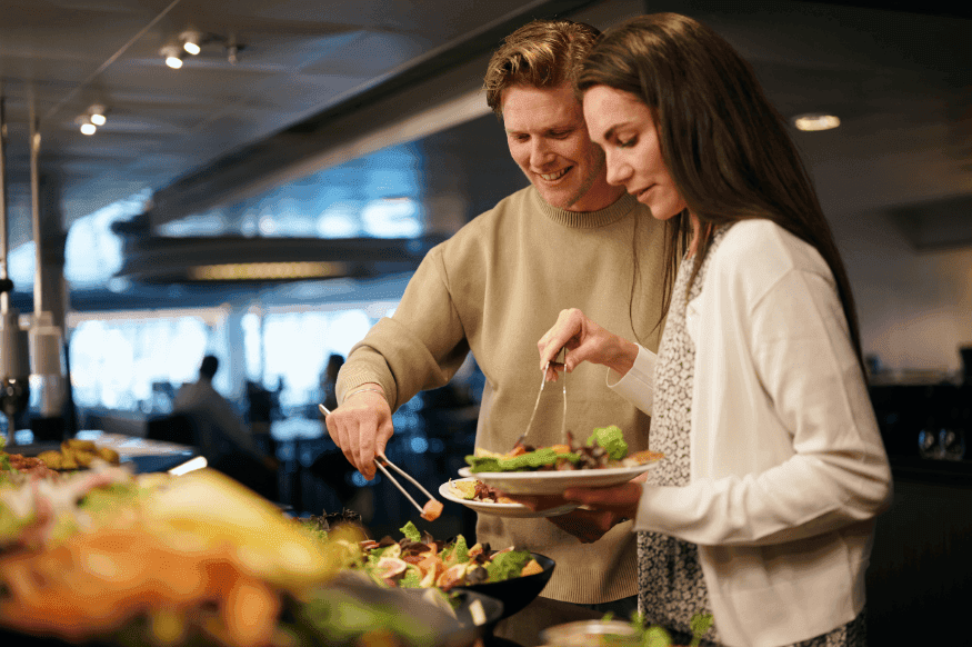 Couple dining at buffet