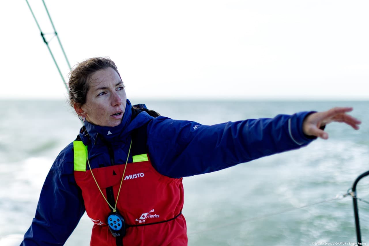 A picture of Irish sailor, Pamela Lee, racing at sea