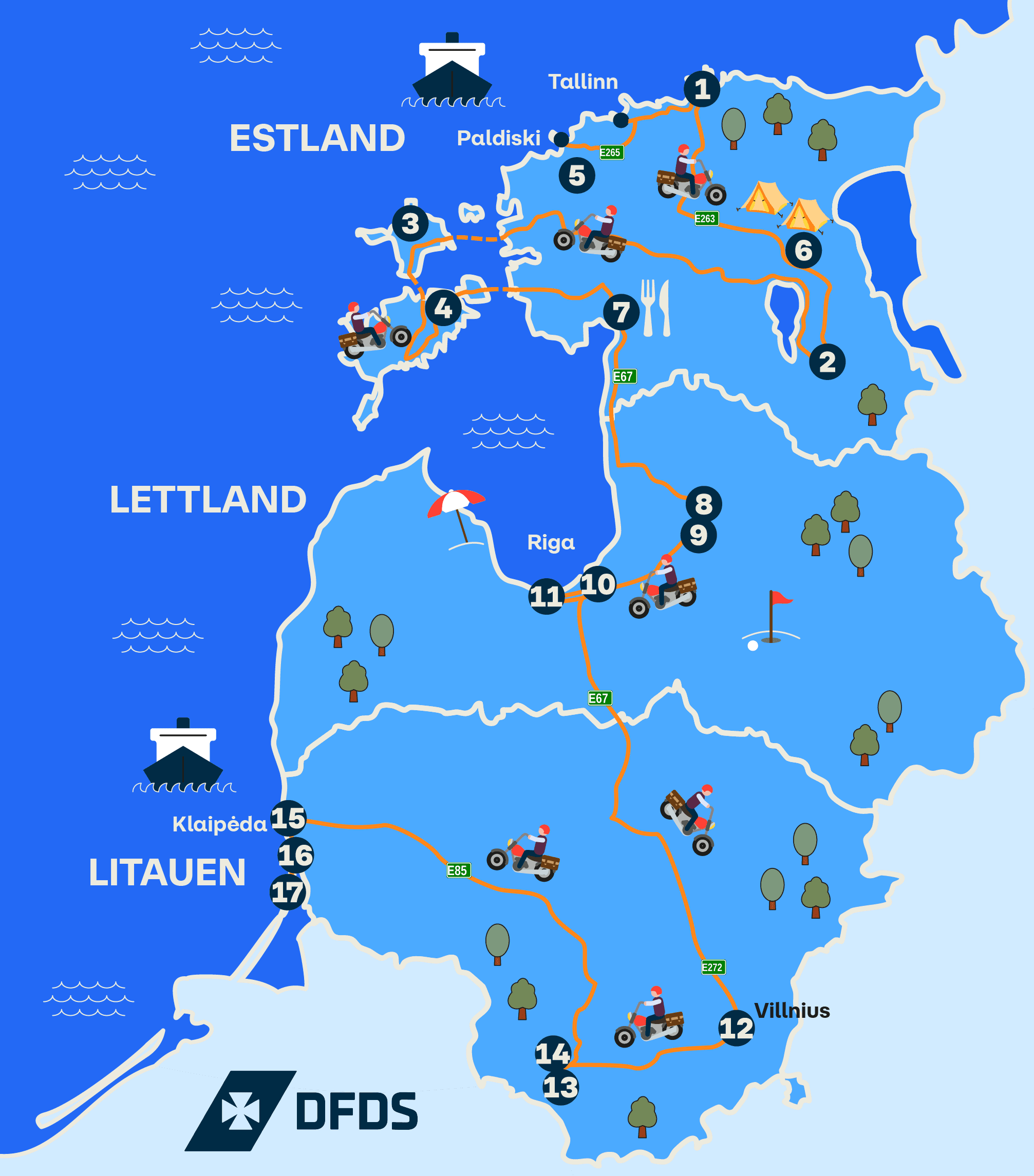 Bästa ställena att besöka när du åker motorcykel i Baltikum